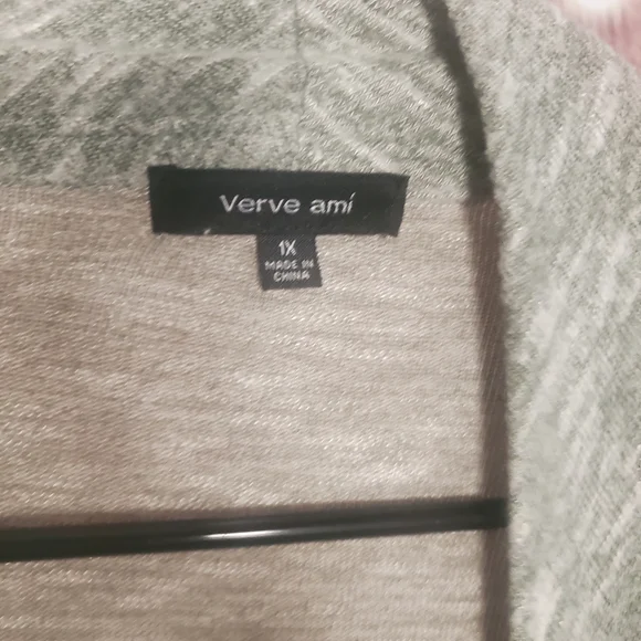 Verve Ami Light Gray And Green Draped Cardigan - Picture 4 of 5